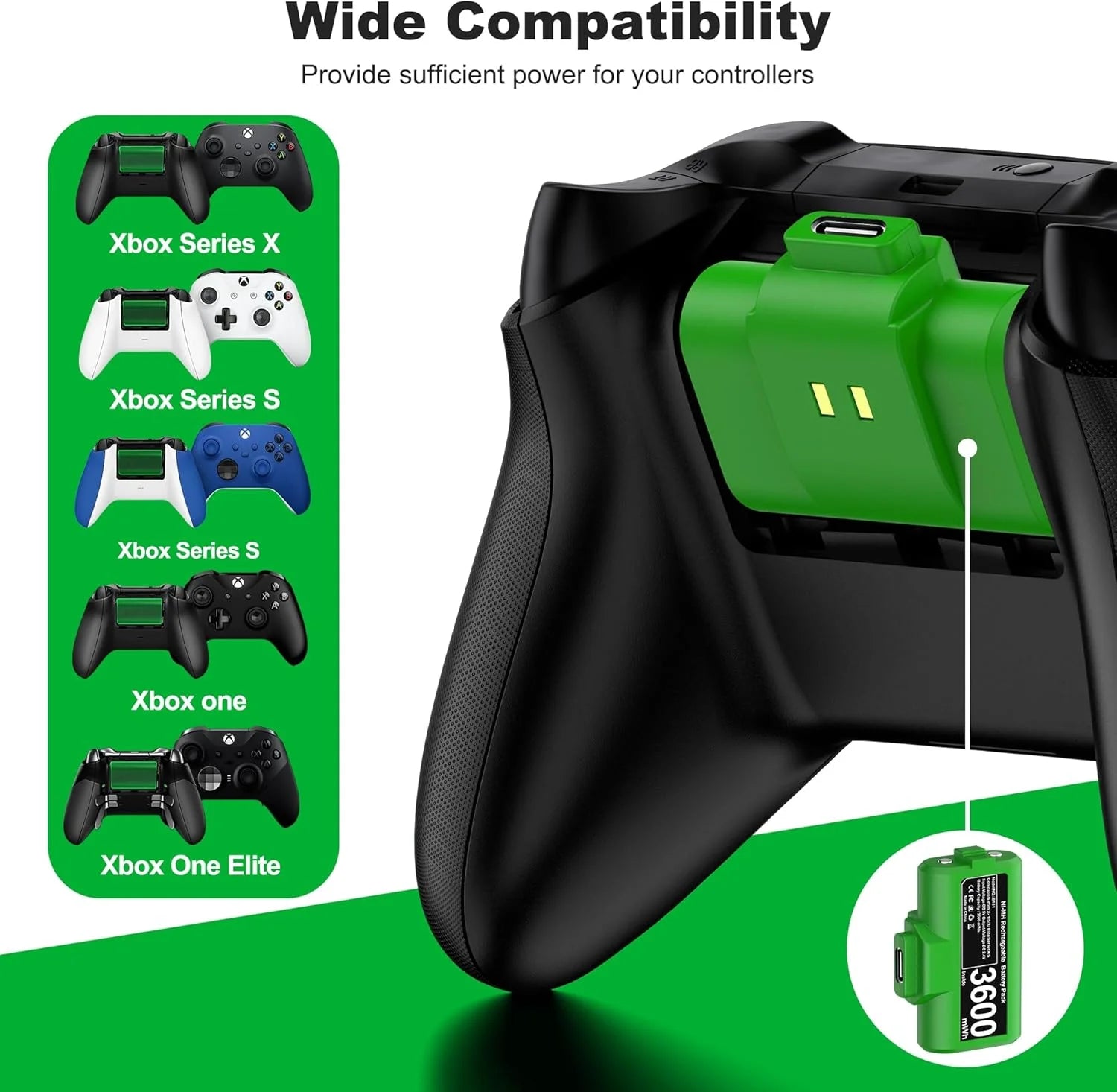 2X3600Mwh Xbox One Controller Battery Play and Charger Kit for Xbox Series X/S